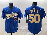 Men's Los Angeles Dodgers #50 Mookie Betts Royal 2025 Gold Collection Limited Stitched Jersey,baseball caps,new era cap wholesale,wholesale hats